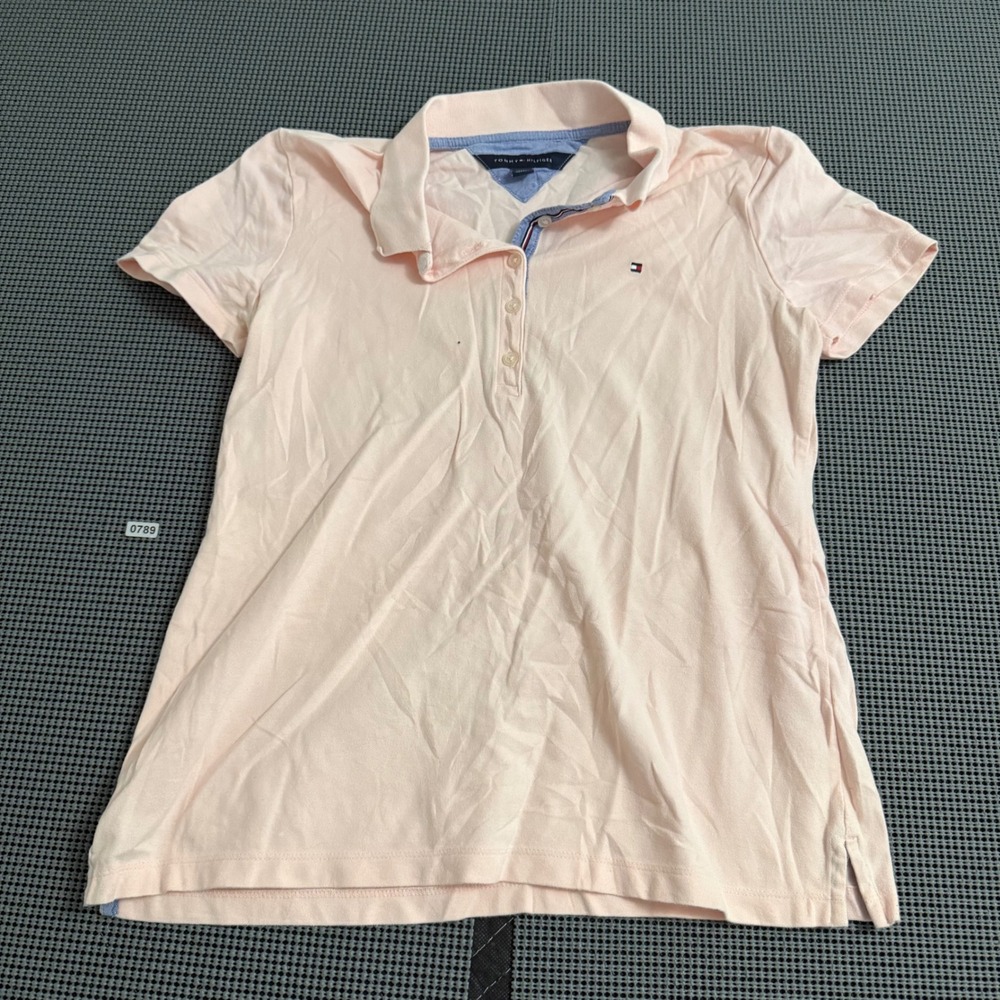 Tommy Hilfiger Womens Short Sleeve Polo Shirt Light Pink Size S P Pique Cotton